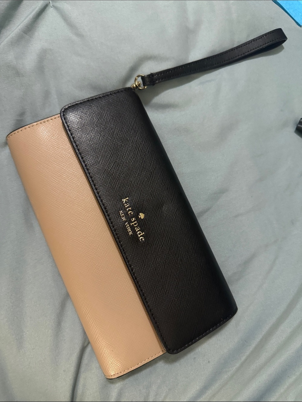kate spade Black & Beige Two-Tone Wristlet Clutch